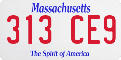 MA license plate 313CE9