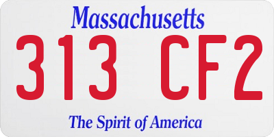 MA license plate 313CF2