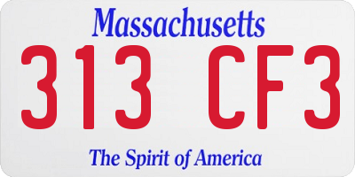 MA license plate 313CF3