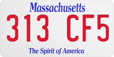 MA license plate 313CF5