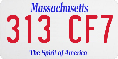 MA license plate 313CF7
