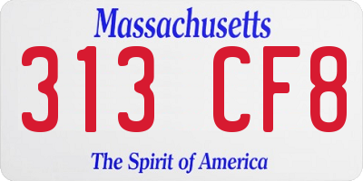 MA license plate 313CF8