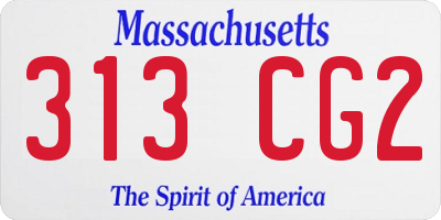 MA license plate 313CG2