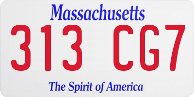 MA license plate 313CG7