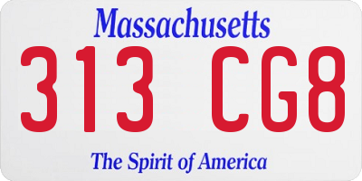 MA license plate 313CG8