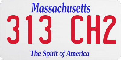 MA license plate 313CH2