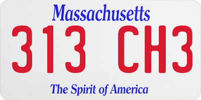 MA license plate 313CH3