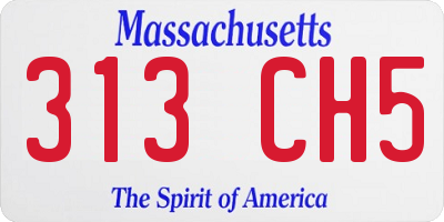 MA license plate 313CH5
