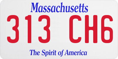 MA license plate 313CH6