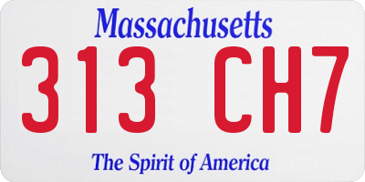 MA license plate 313CH7