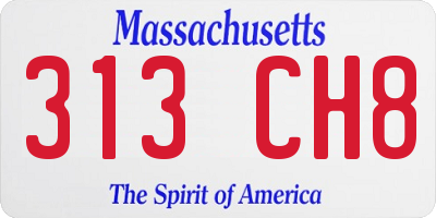 MA license plate 313CH8