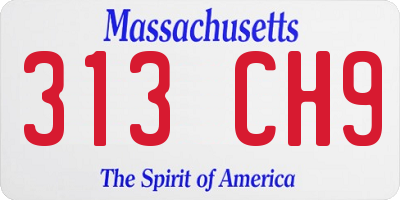 MA license plate 313CH9