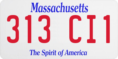 MA license plate 313CI1