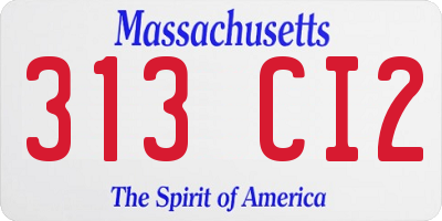 MA license plate 313CI2