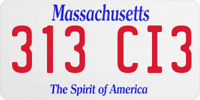 MA license plate 313CI3