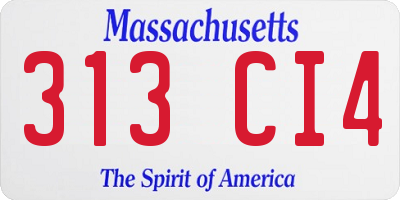 MA license plate 313CI4
