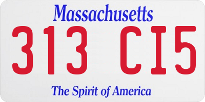 MA license plate 313CI5
