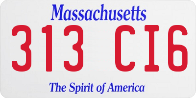 MA license plate 313CI6