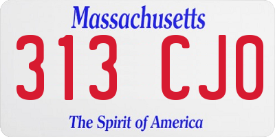 MA license plate 313CJ0