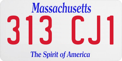 MA license plate 313CJ1