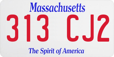 MA license plate 313CJ2