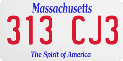 MA license plate 313CJ3