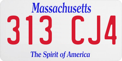 MA license plate 313CJ4