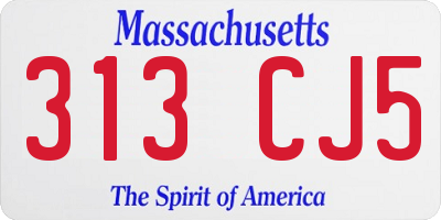 MA license plate 313CJ5