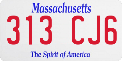 MA license plate 313CJ6