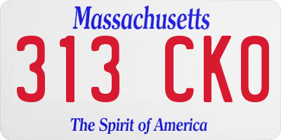 MA license plate 313CK0