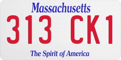 MA license plate 313CK1