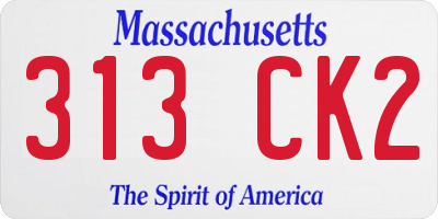 MA license plate 313CK2