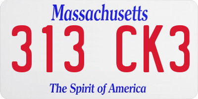 MA license plate 313CK3