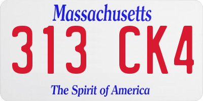 MA license plate 313CK4