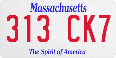 MA license plate 313CK7