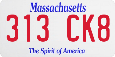 MA license plate 313CK8