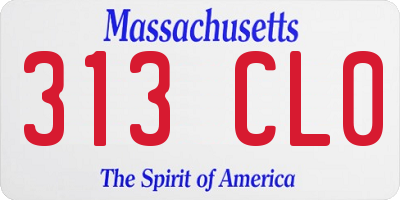 MA license plate 313CL0
