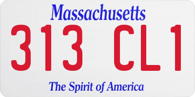 MA license plate 313CL1