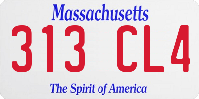 MA license plate 313CL4