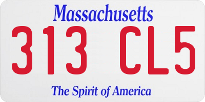 MA license plate 313CL5