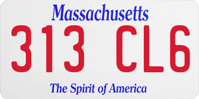 MA license plate 313CL6