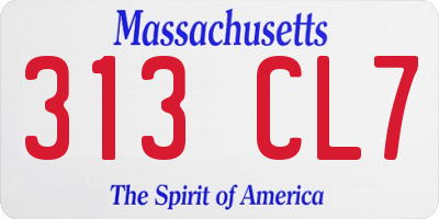 MA license plate 313CL7