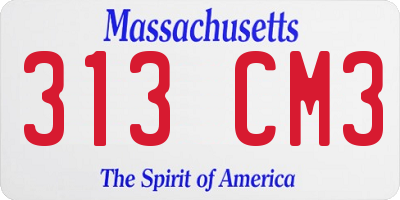 MA license plate 313CM3