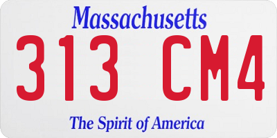 MA license plate 313CM4