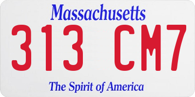 MA license plate 313CM7