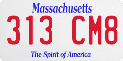 MA license plate 313CM8