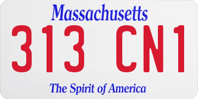 MA license plate 313CN1