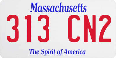MA license plate 313CN2