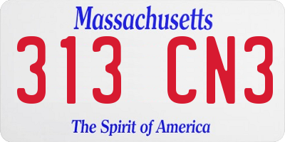 MA license plate 313CN3
