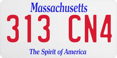 MA license plate 313CN4